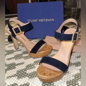 Stuart Weitzman Alesha Suede Cork Platform Heels